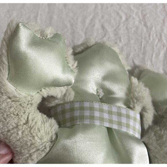 Bearington Baby Collection RIBBIT Plush Mint Green FROG Rattle Lovey Toy,Gingham - Picture 6 of 10